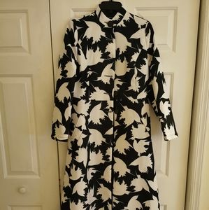 Long patterned trench coat